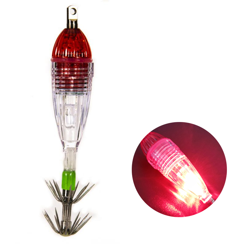 Squid Lure Lamp LED Fishing Lure With Hook Night Flashing Fishing Lamp Underwater Fishing Light Squid Lamp Lures Fishing Tackle: D with hook