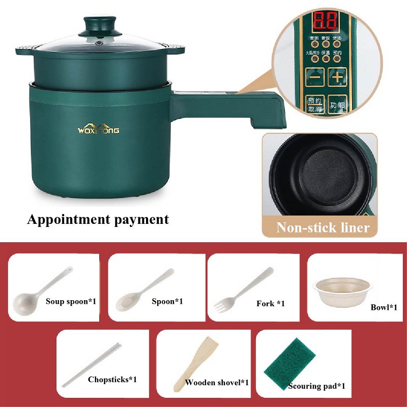 1.7L Rice Cooker Multifunctional Student Dormitory Pot Household Noodle Cooking Pot With Steamer Pot 220V: 02 with steamer / AU