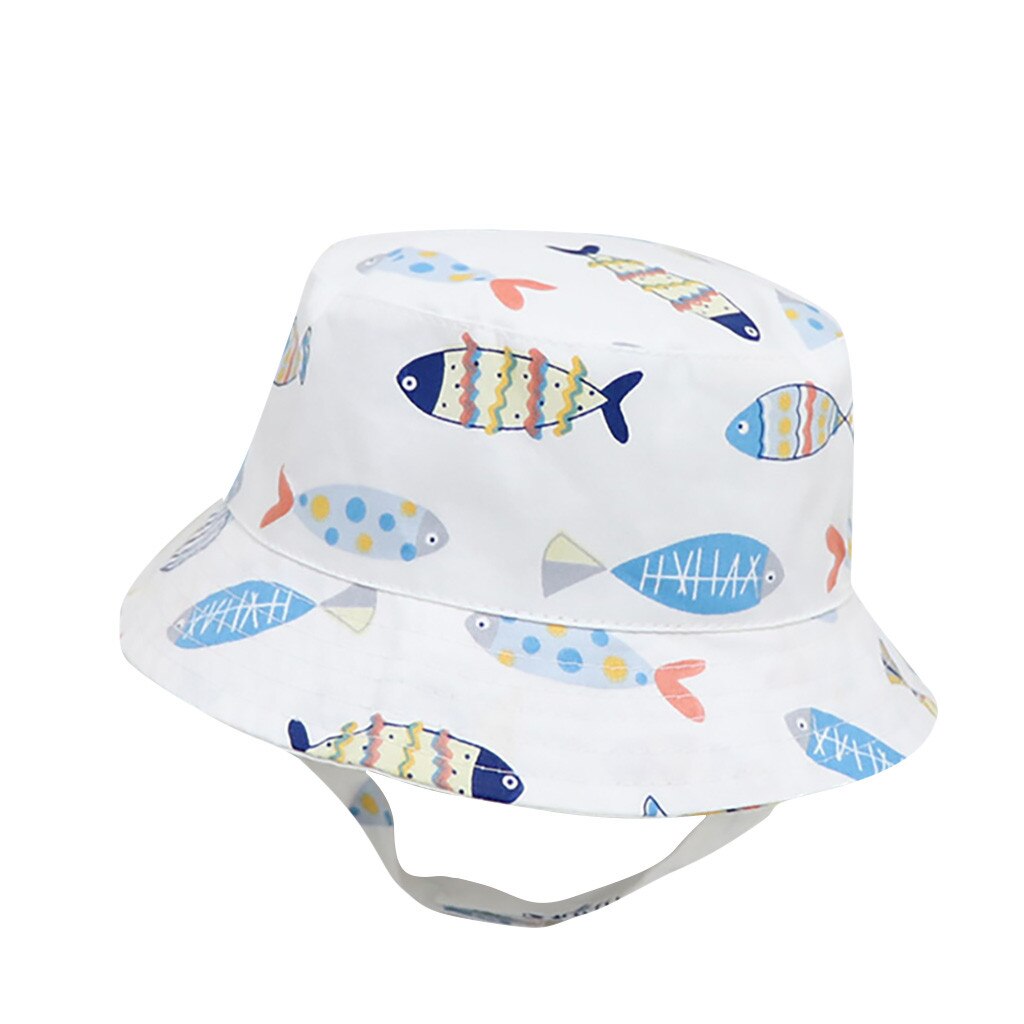 Baby Solid Color Animal Print Design Sunshade Bucket Hats