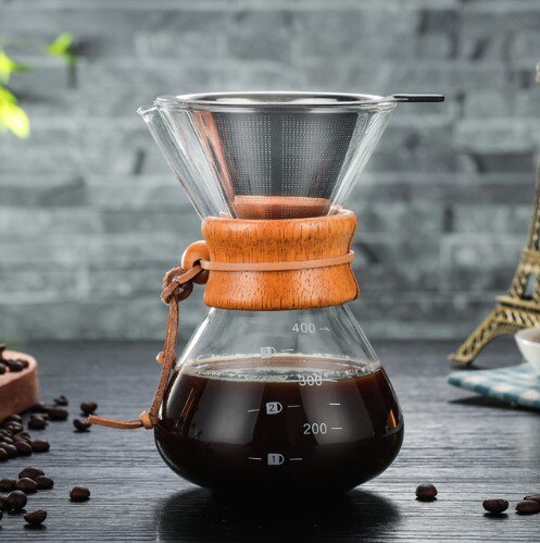 Hoge Temperaturen Glas Koffiezetapparaat Koffiepot Espressomachine Met Rvs Filter Pot 400 Ml: 400ml Have Filter