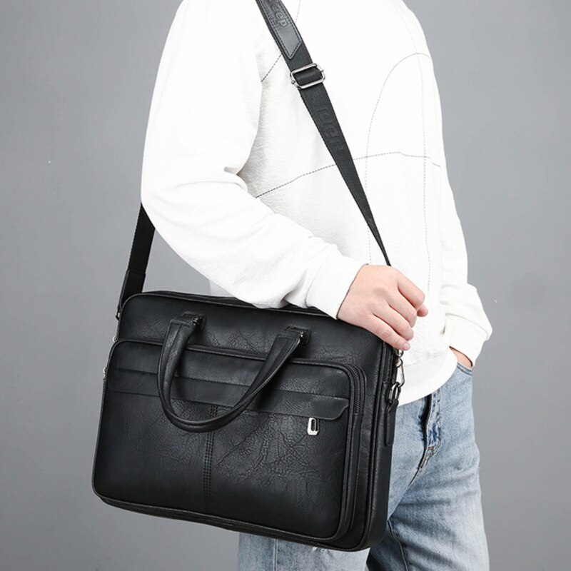 Bolso maletín de hombre de de negocios famosa de cuero bolsas de mensajero de hombro bolso de oficina portátil