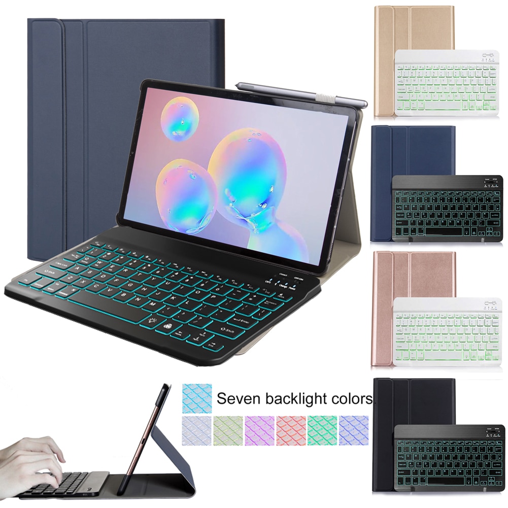 Coque de clavier rétroéclairée pour Samsung Galaxy Tab A7, pour tablette 10.4 pouces , Funda T505, T500, sans fil, avec fente pour stylo