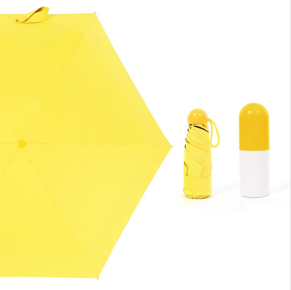 Paraguas Mini cápsula para mujer, paraguas transparente de bolsillo Anti-UV, paraguas plegable a prueba de viento, paraguas compacto para lluvia para niños: Yellow