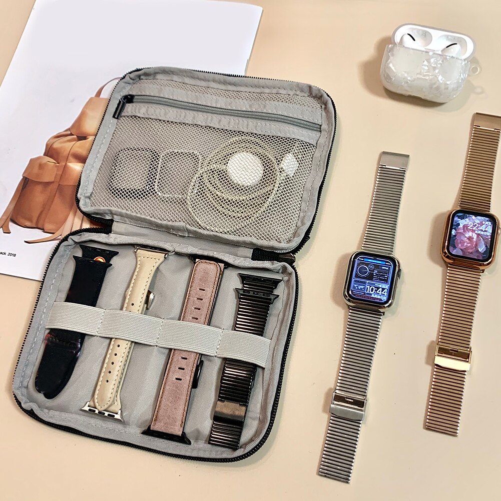 Watch Organizer Case Multifunction Portable Travel for Apple Watch Strap Band Storage Bag Watchband Holder Carrying Case Pouch