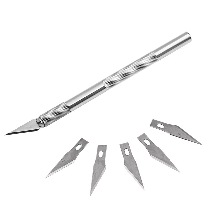 Skridsikker metal skalpel værktøjssæt skærer gravering håndværksknive +5 stk blade mobiltelefon pcb diy reparation håndværktøj: Default Title