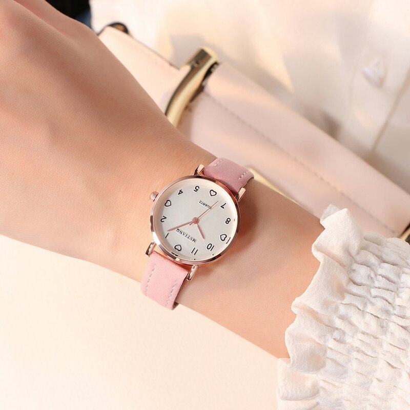Eenvoudige Vintage Retro Dames Kleine Wijzerplaat Horloge Zoete Lederen Band Horloge Outdoor Sport Polshorloge Horloges Voor Vrouwen