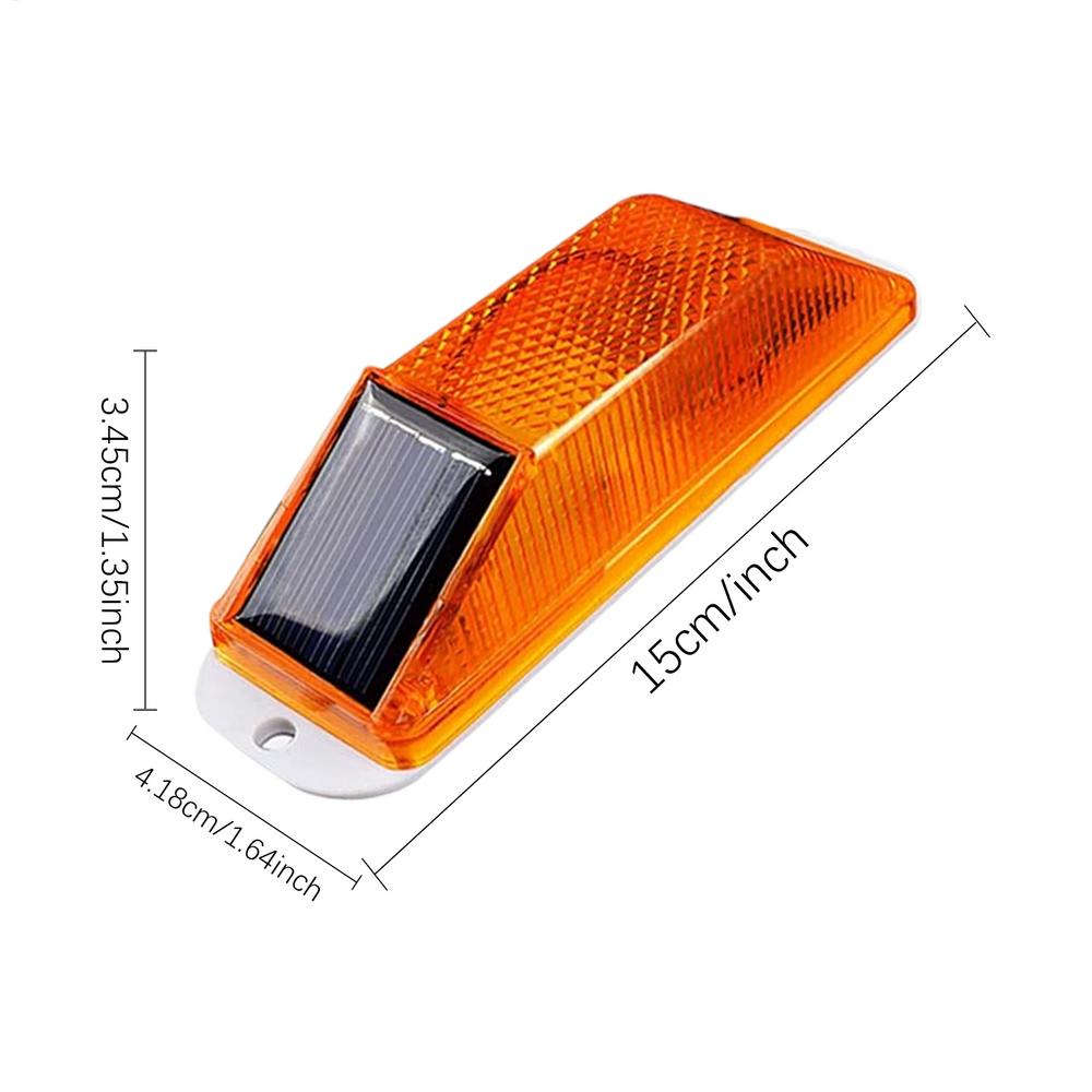 Solar Strobe Warning Light LED Lamp Waterproof Night Safety Driving Solar Strobe Flashing Lights LED Chip Car Accessories: Orange