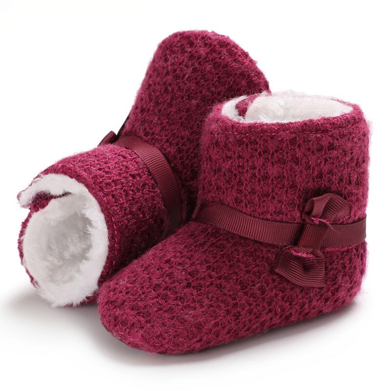 Inverno bebê arco botas de pelúcia macio bll booties para infnt meninas nti deslizamento neve bota manter wrm berço sapatos 0-18m: ZR / 0-6 meses