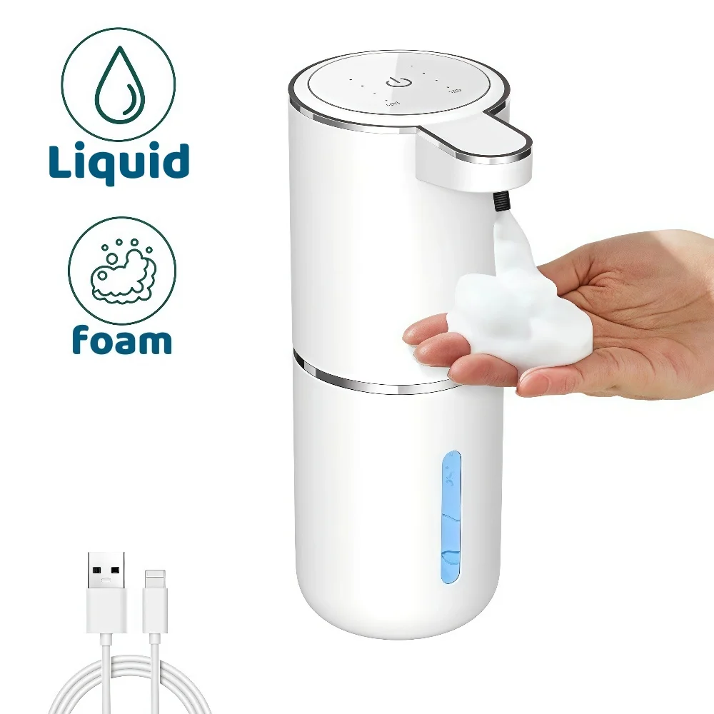 Distributeur automatique de savon désinfectant pour les mains, distributeur électrique de liquide/mousse sans contact avec capteur infrarouge et Rechargeable par USB