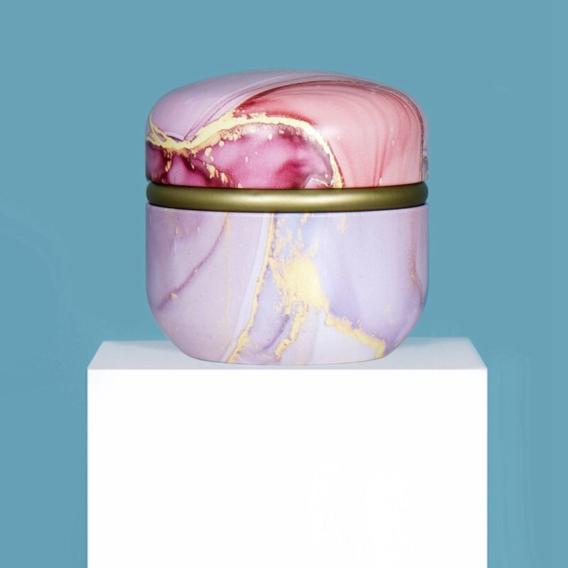 ♕s Small Round Tea Tin Cans 50g Scented Tea Universal Packaging Box Tinplate Box Portable Tea Caddies: pink