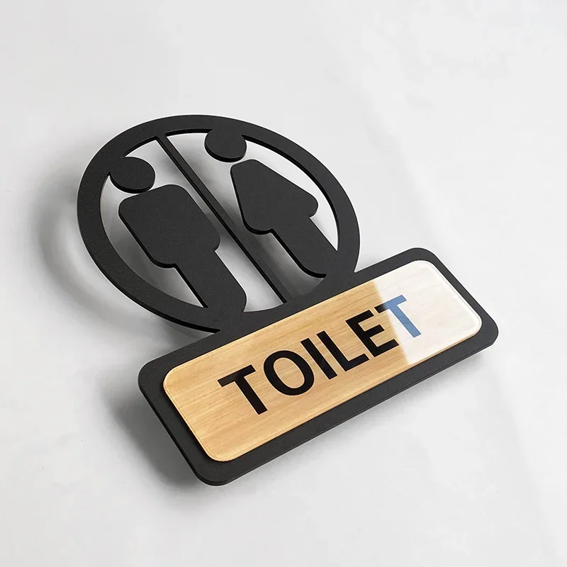 Toilet Sign Self Adhesive Bathroom Signage Restroom Reminder Sign Hanging Plaque for Business Company Office Public Door Wall: light pink