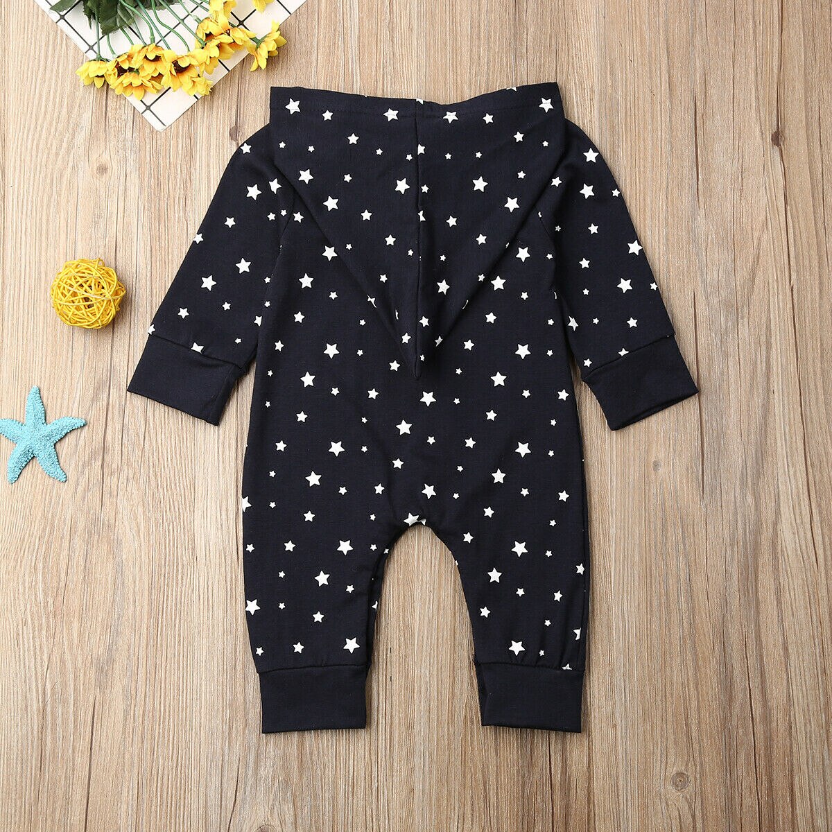 0-18M Toddler Baby Girls Boy Rompers Moon Hooded Jumpsuit Romper Autumn Winter Warm Clothes