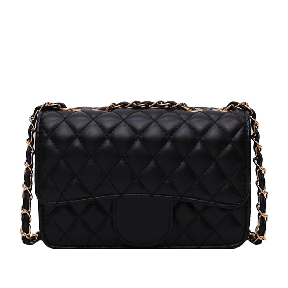 Bag female mini bag ins super fire shoulder messenger bag small fragrant rhombus chain bag: Black(GG)