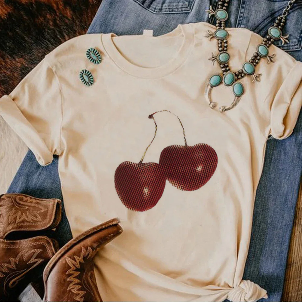 Cerise t-shirt femme graphique université numérique années 2000 Grunge Pop Culture chemise Harajuku Kawaii Punk années 2000 Vintage Hip Hop: XXXL / BLEU CIEL