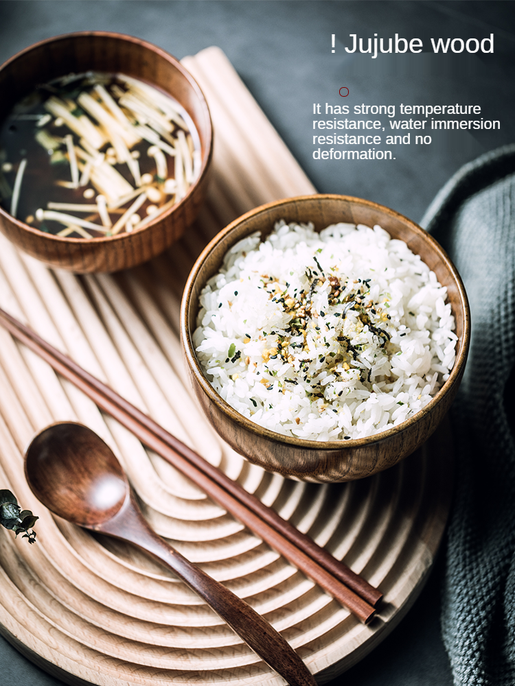 Japońskie retro jujube drewniana misa drewniana miska robić ryżu duża miska robić zupy z makaronem łyżka drewniana misa domowa restauracja zastawa stołowa