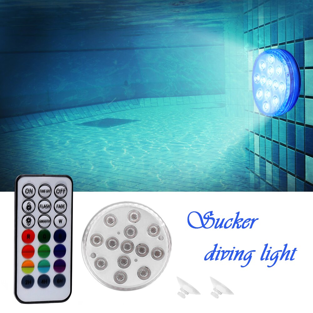 13 LED Remote Control Submersible Light IP68 Waterproof Battery Operated Lamp Multi Color Submersible LED Underwater Light