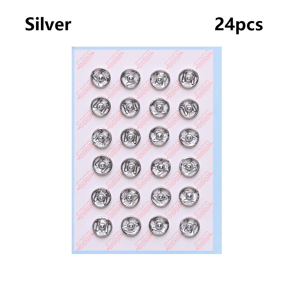 Vêtements de poupée avec Mini boutons de 6mm, 24 pièces, boucles métalliques invisibles, vêtements miniatures, boucle de couture, accessoire de couture: silver