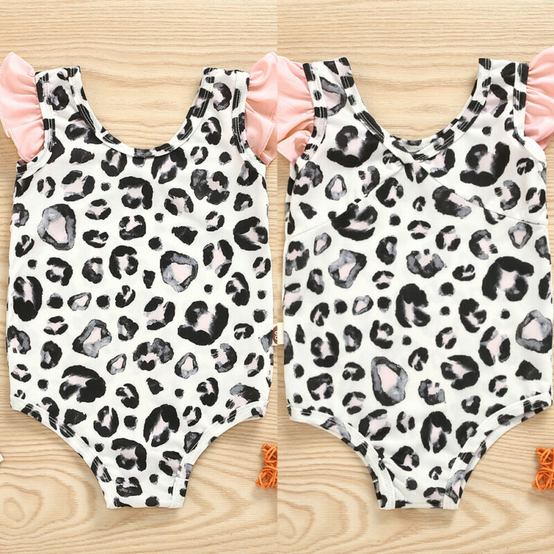 Kleinkind Baby freundlicher Mädchen Sommer Leopard Gedruckt Bikini Einem Stück Bademode Badeanzug