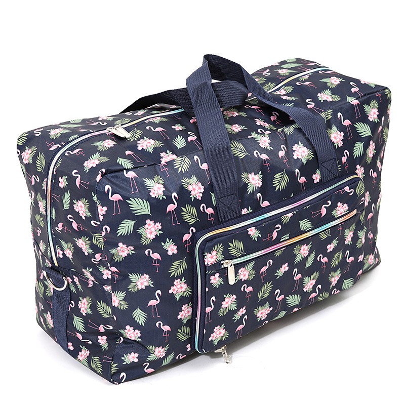 Foldable Travel Bag Women Large Capacity Portable Shoulder Duffle Bag Cartoon Waterproof Luggage Tote Bags with Shoulder Straps: Gold
