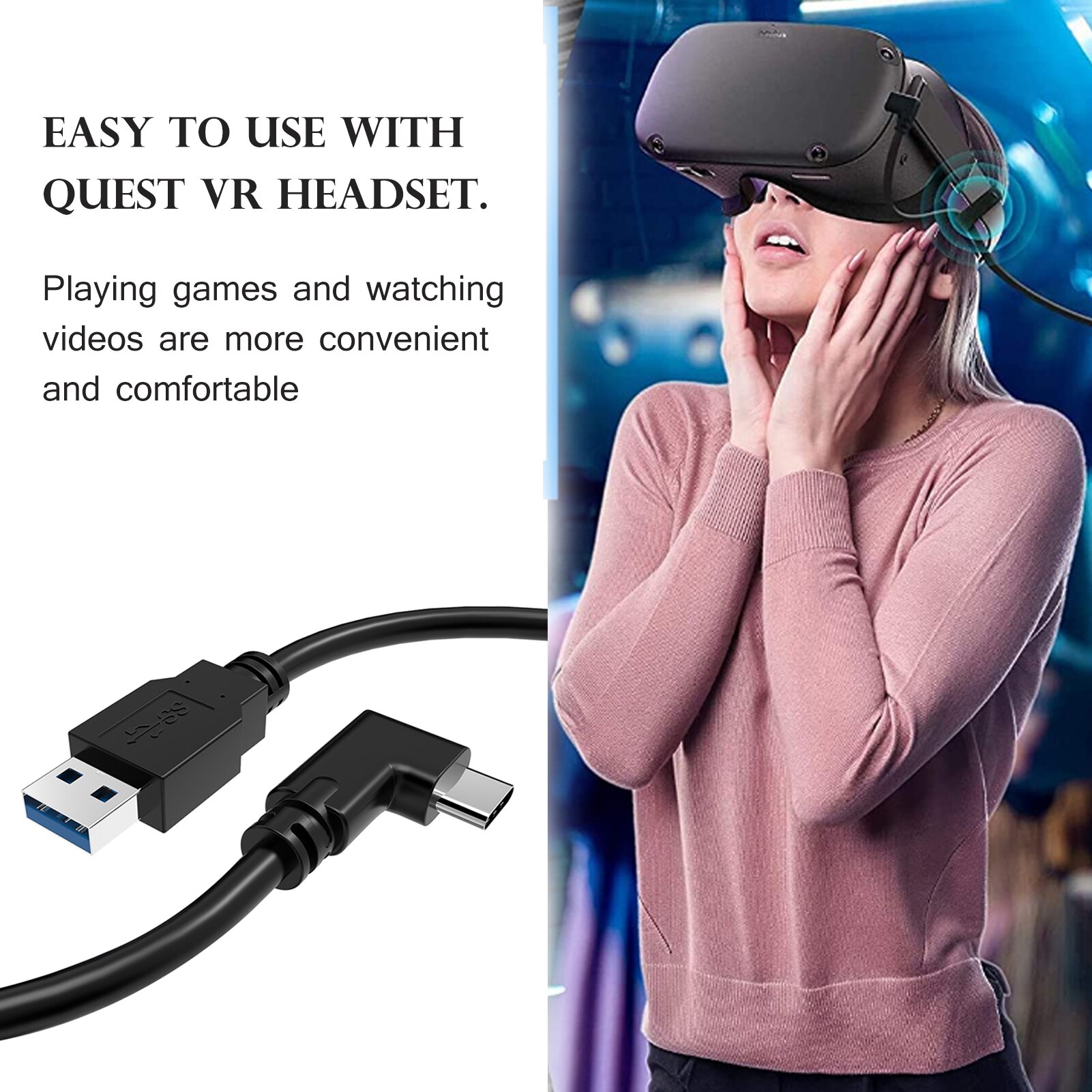 VR Cable Male To Male Date Cord For Oculus Quest 2 Video Game Consoles Games Accessories