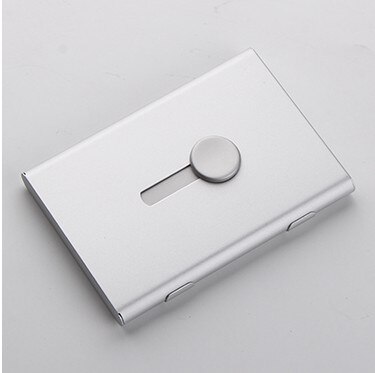 Hand push Business Name Cards Wallet Holder Aluminum Metal Pocket Case: silver