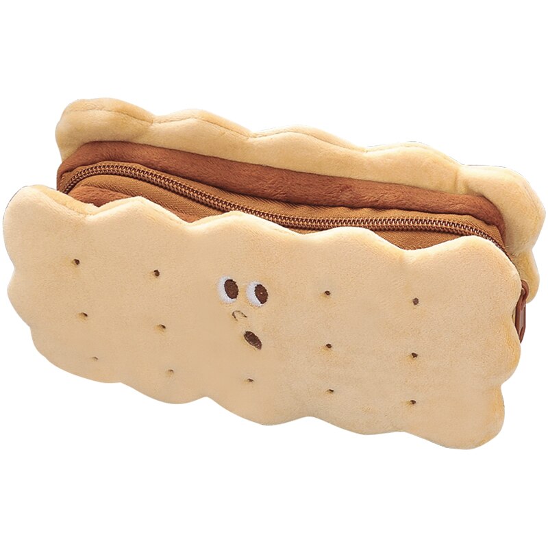 Kawaii Cookie Sand Biscuit Soft Plush Pencil Case Bag Cute Pencilcase Kids Birthday School Stationery