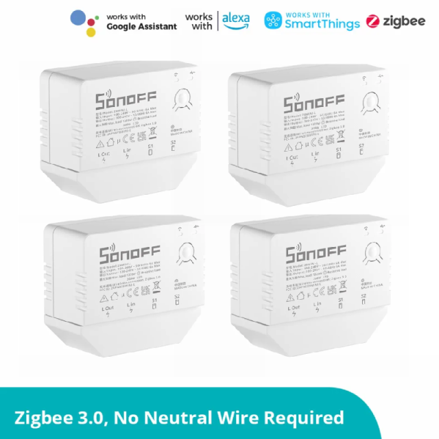 Sonoff ZBMINI-L Zigbee 3.0 Switch Module Geen Neutrale Draad Nodig Twee-weg Controle Ewelink App Werken Met Alexa Google thuis Alice: 4Pieces