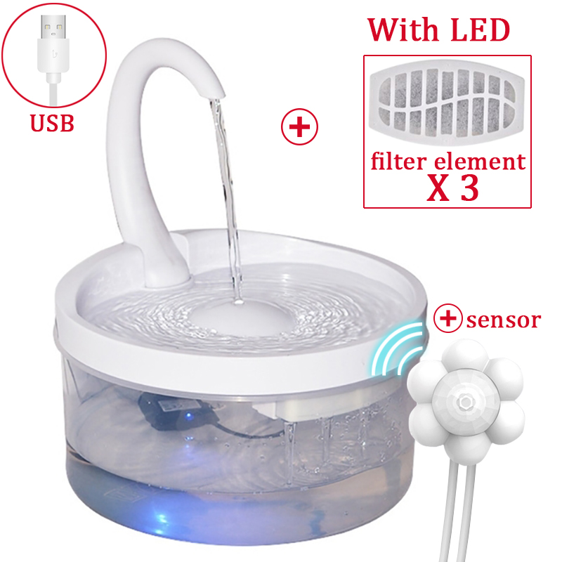 Intelligent Cat Drinking Water Fountain Automatic Circulating Water Dispenser: 02filterx3-sensorx1