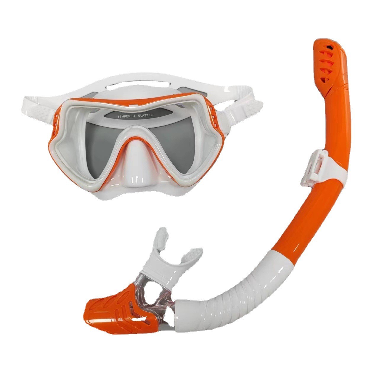 Equipo de silicona de , máscara de buceo, equipo de snorkel para adultos, gafas de natación impermeables UV para hombres y mujeres: Naranja