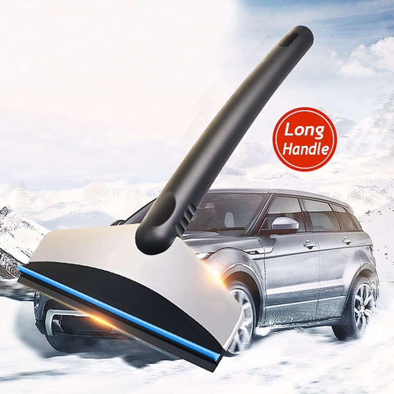 Roestvrij Staal Sneeuw Ijskrabber Auto Voorruit Ijs Verwijderen Schoon Tool Lange Stijl Window Cleaning Sneeuw Remover