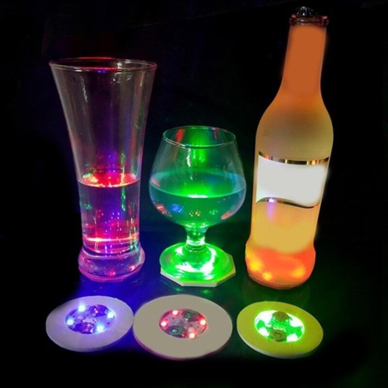 Posavasos luminiscentes LED a prueba de agua, lámpara de atmósfera parpadeante KTV, pegatinas de taza luminiscente
