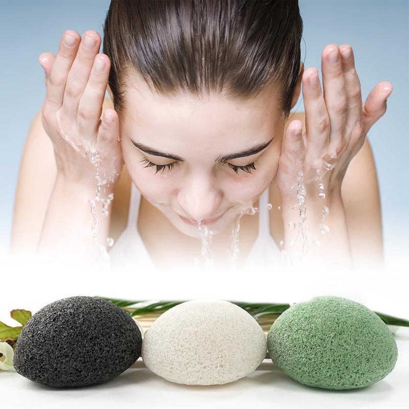 3 Kleuren Natuurlijke Konjac Spons Cosmetische Puff Gezicht Reinigen Wassen Spons Exfoliator Reiniging Spons Gezichtsreiniger