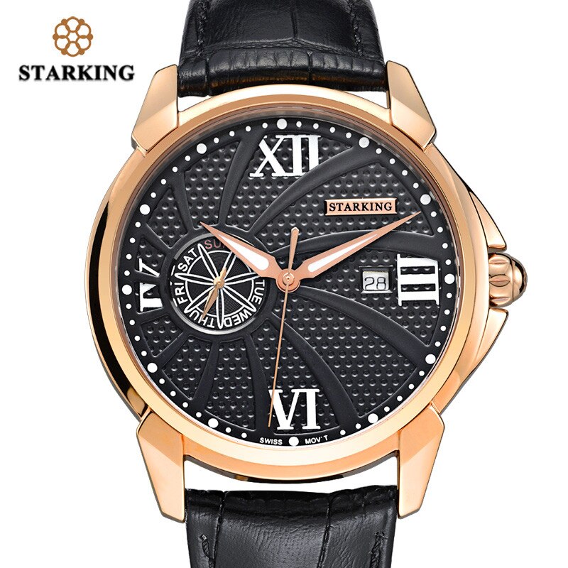 Relojes STARKING, reloj de para hombres, reloj de cuarzo negro de acero de lujo, reloj de pulsera deportivo de cristal de zafiro para hombre, reloj Masculino: BM0846RL22