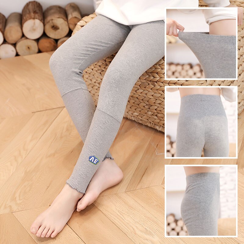 Children's Printed Embroidered Cropped Pants Spring/Summer Cotton Leggings High Stretch Fabric Girls Long Pants