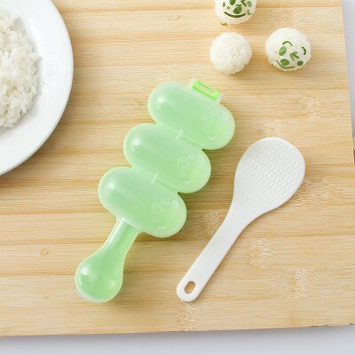 Molds for children food onigiri mold 3 small balls shake sushi mold With rice spoon rice mold kitchen tool sushi tools: black