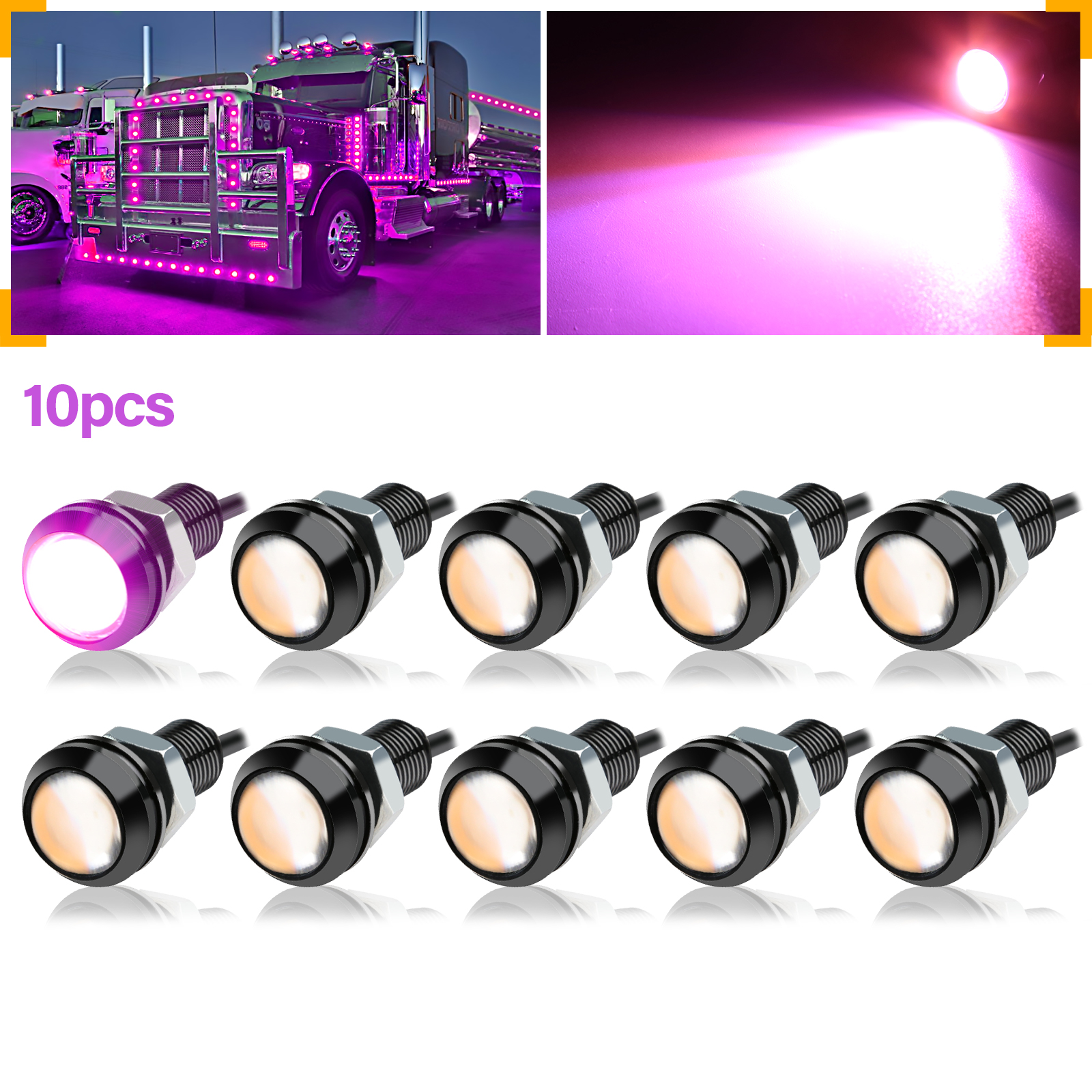 20/10 stk. 0.7in/18mm- delt eagle eye-kjørelys med led-kjørelys, 12v led-parkeringslys til bil, ryggelys: Rgb / 4300k