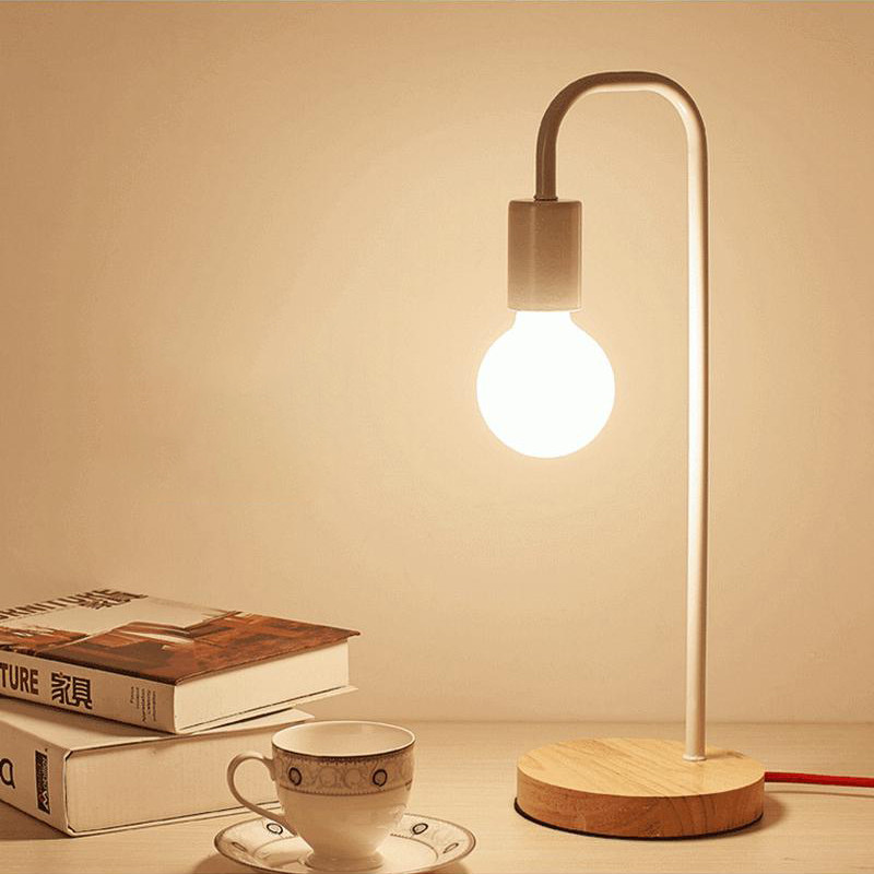 Lampe De Bureau LED Design Nordique En Bois - Lampe De Chevet Réglable, Marron, 85-265V