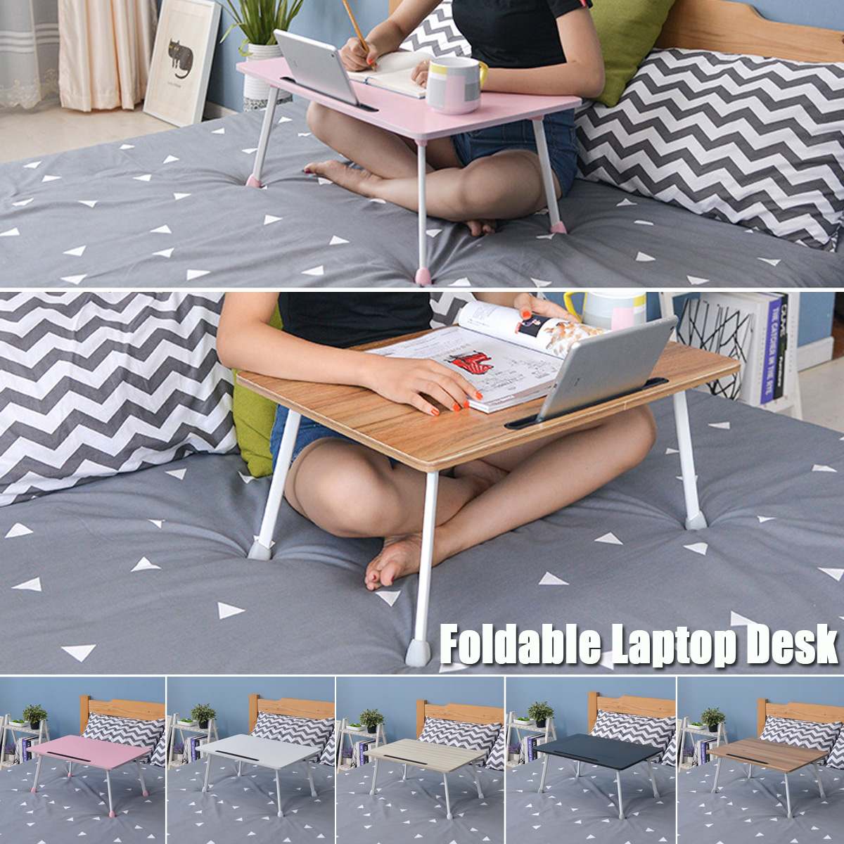 Seng laptop skrivebord bærbar computer skrivebord dovent skrivebord lille bord brug på sengen enkel sammenfoldelig flytbar 40 x 60cm