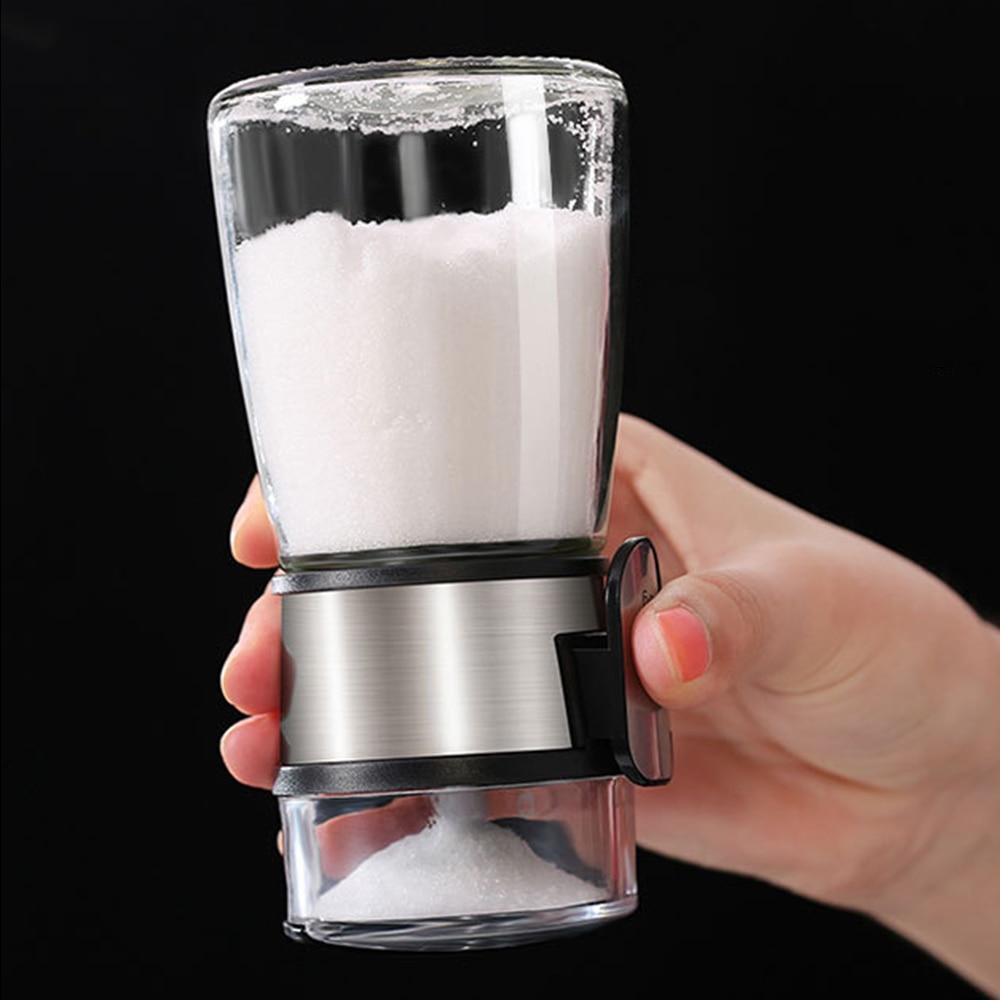 Zout Suiker Fles Molen Spice Peper Shaker Keuken Koken Gadgets Push Type Zout Dispenser Glas Verzegelde Flessen 5G