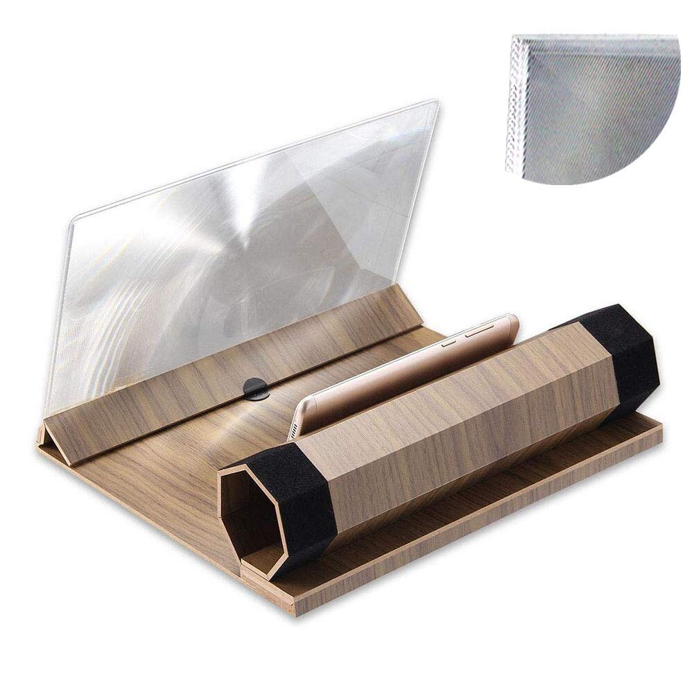 12Inch HD Screen Magnifier Wood Grain Foldable Phone Screen for Watching Movie Videos JLRL88