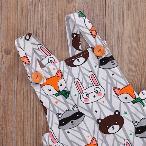Neugeborenen Baby Jungen Mädchen Overalls Shorts Cartoon Tier Druck Ärmel Taste Overalls Outfits Größe 0-24M