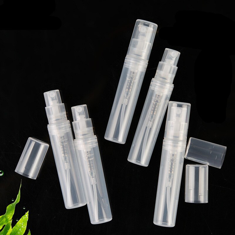 100pcs/lot 2ml 3ml 4ml 5ml Plastic Perfume Bottles Refillable Mist Sprayer Bottle Mini Sample Atomizer Empty Vials