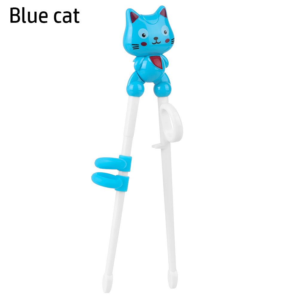 Baguettes de dessin animé pour enfants, 1 paire, pour apprendre à manger, à utiliser correctement: Blue cat