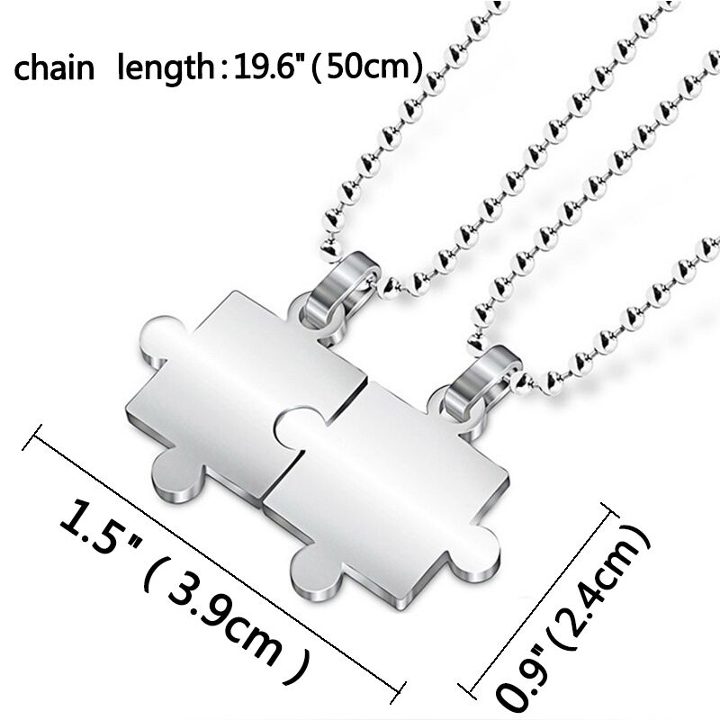 Collares con colgante de rompecabezas para parejas, joyería de la amistad, de acero inoxidable, a la , para hombres y mujeres, 1 par