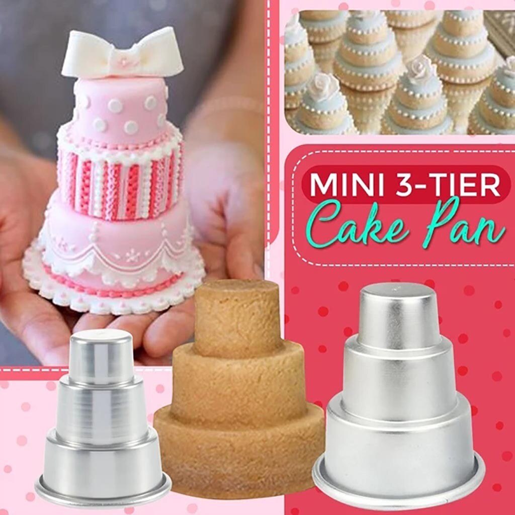 Mini Three-tiered Cake Pan Pudding Mold Muffin Decorating Mould Tools straight sides & uniform wall thickness cakes sharp 525