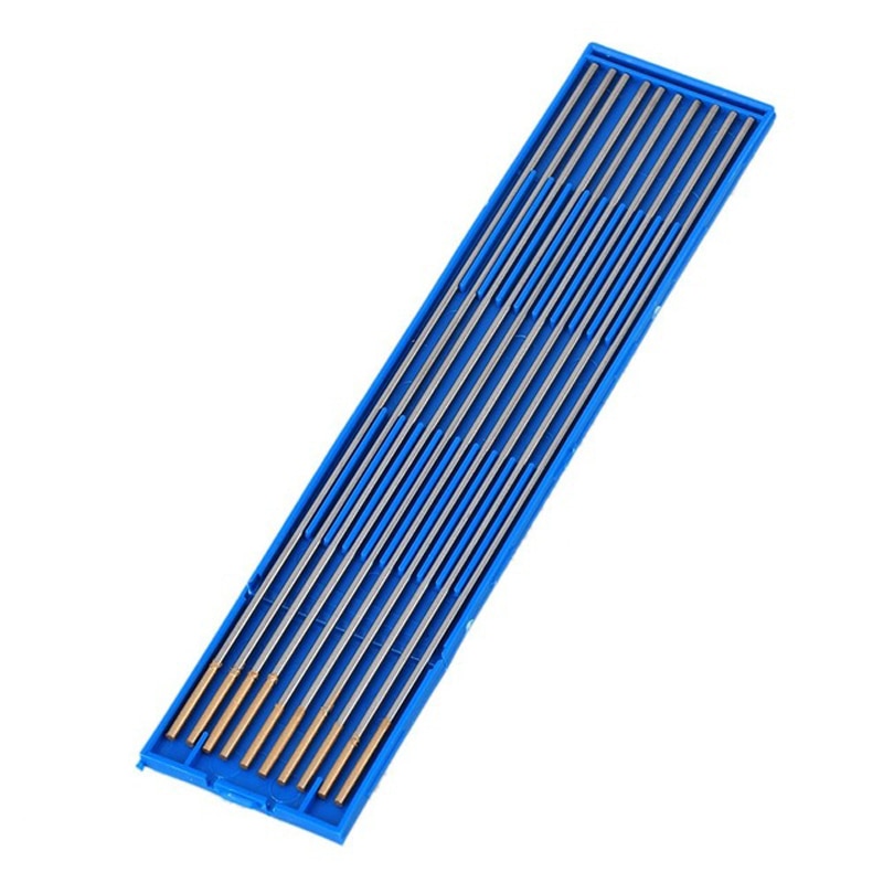 Electrodo de tungsteno de lantano para soldadura, 1,6/2,0/2,4x150mm, Punta plateada y dorada, modelo WL15, paquete de 10