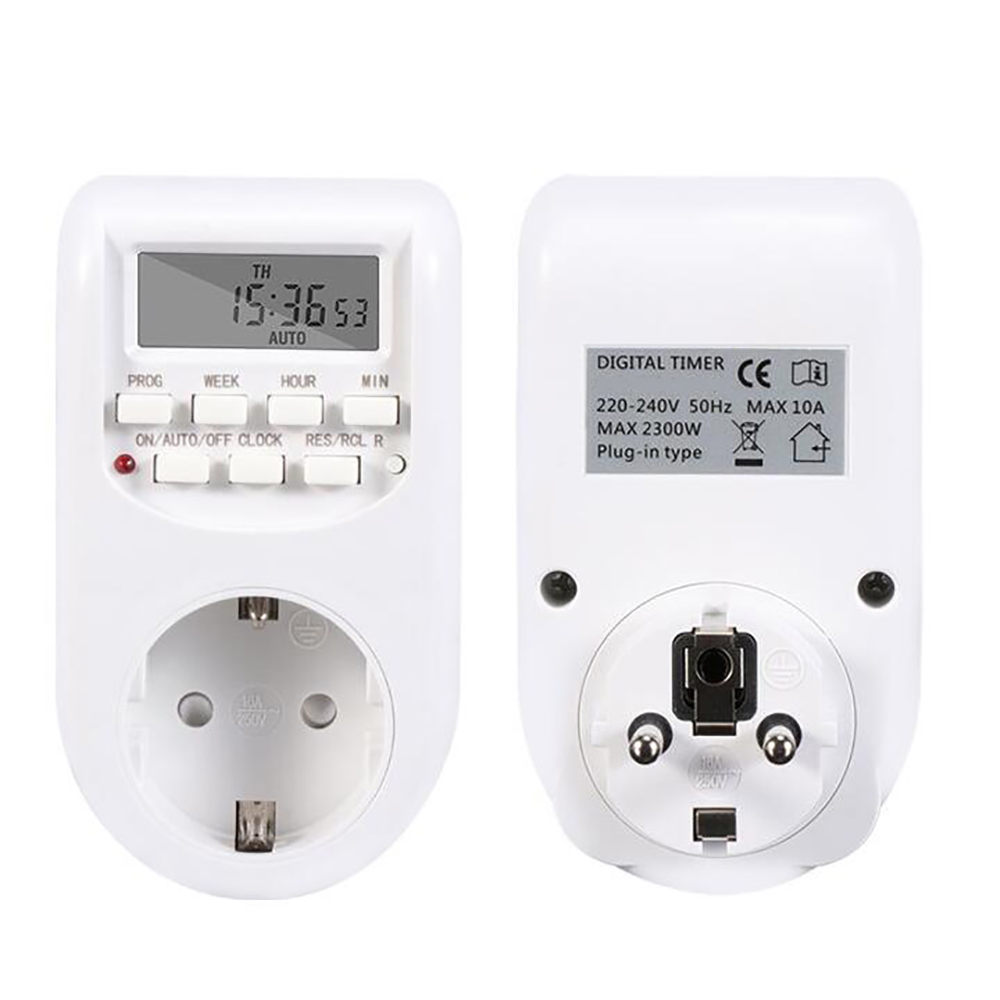 Digital eu stik timer switch energibesparende strømstik programmerbar indstilling af ur/ tænd/sluk tid: Default Title