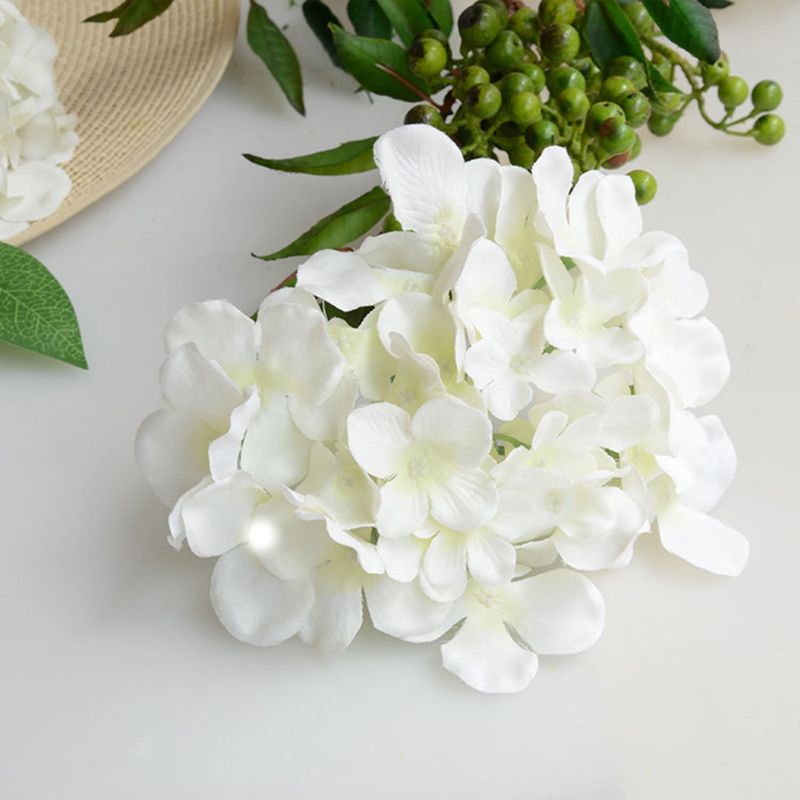 1pc 15cm- blomster hortensiahoveder og 12cm / 25cm / 33cm plaststængler til diy buket hjemmelavet bryllupsfest dekoration