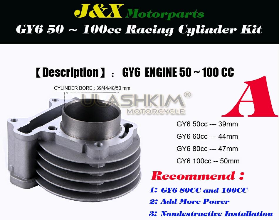 139 qmb 139 qma kamaxel  gy6 50 60 80 uppgradering  to 50mm gy6 100cc stort borrsats cylinderkolvsatshuvud med 64mm lång ventil