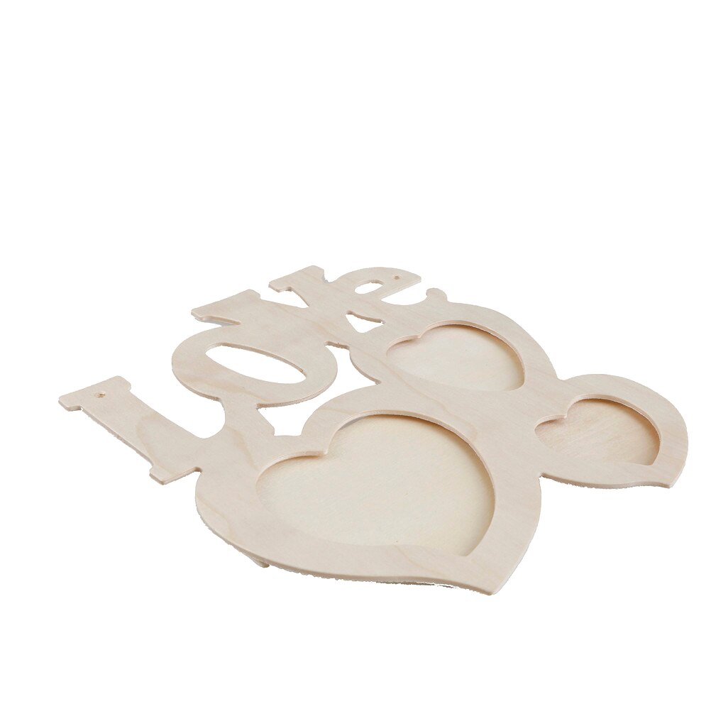 1Pc LOVE Hollow Handmade Wood Photo Frame Picture Frame Art Decor White Base DIY Wooden Photo Frame Home Wider